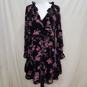 NWT Another Love Anais Multi Ruffle Blossoms Witchy Goth Moto Burnout Dress, SM